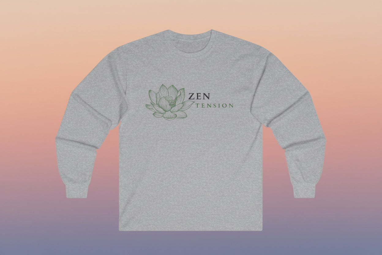 ZenTension Lotus Long Sleeve T-Shirt | 100% Cotton