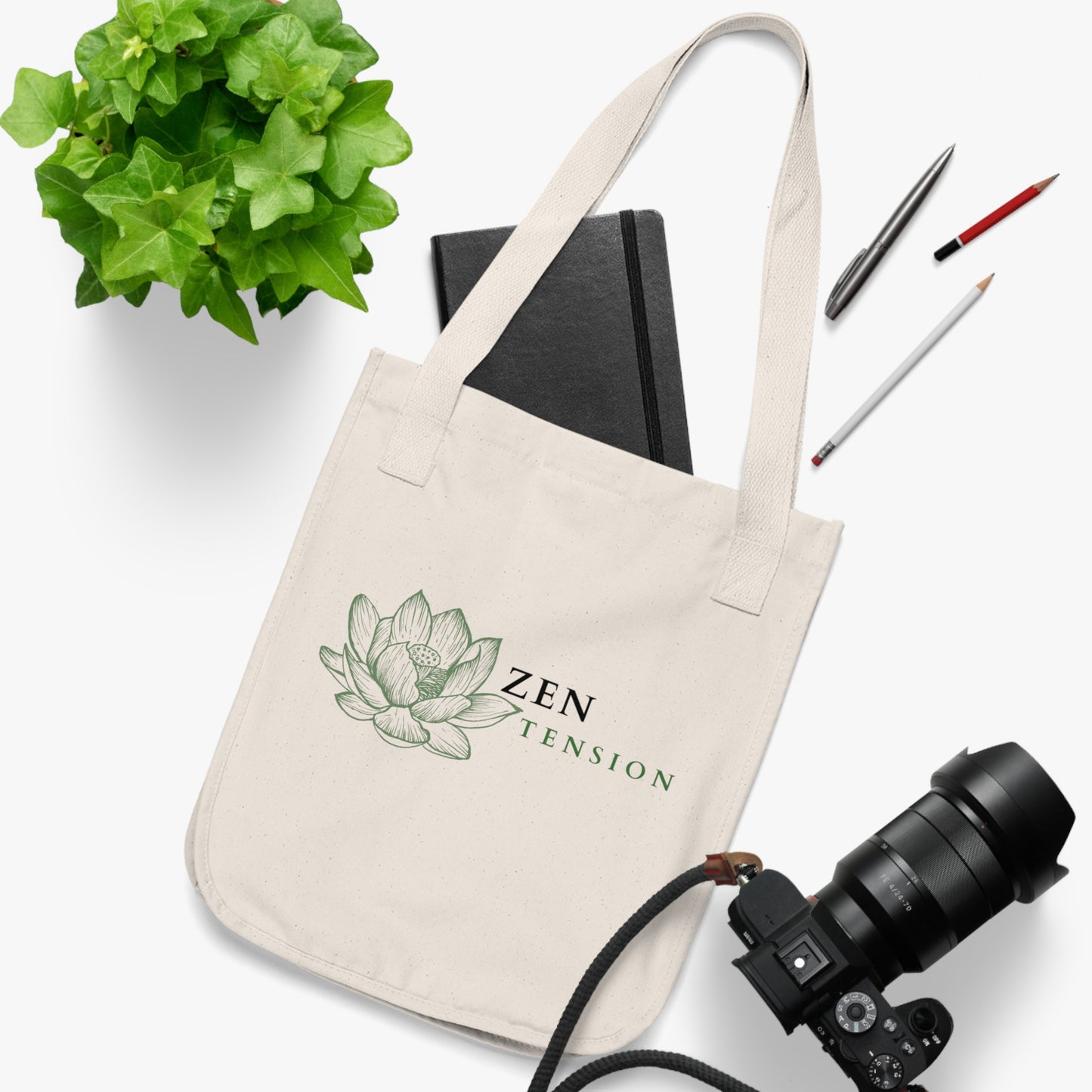 ZenTension Lotus Tote Bag | Organic Cotton Canvas